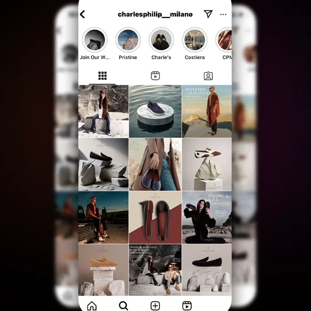 Charles Philip Milano Instagram profile. Photos of shoes, loafers and men's/women's footwear. Made in Italy fashion.