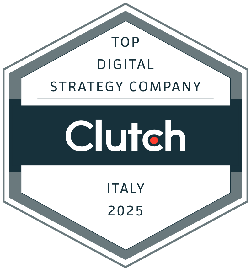Logo Clutch Top Digital Strategy Company Italia 2025. Bliss Agency tra le migliori agenzie branding.