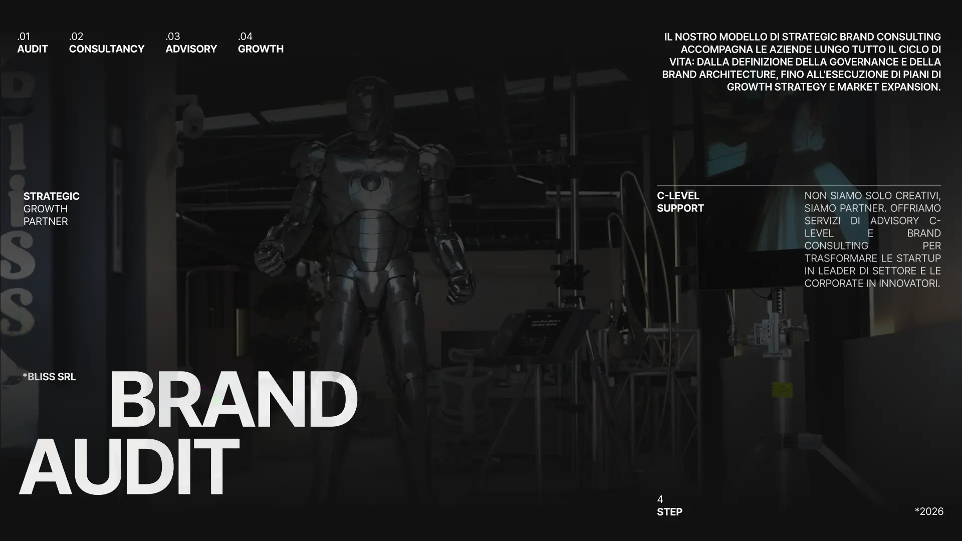 Audit del Brand: immagine con Iron Man, ideale per misurare la forza e la coerenza del tuo marchio. Brand Audit Bliss Srl
