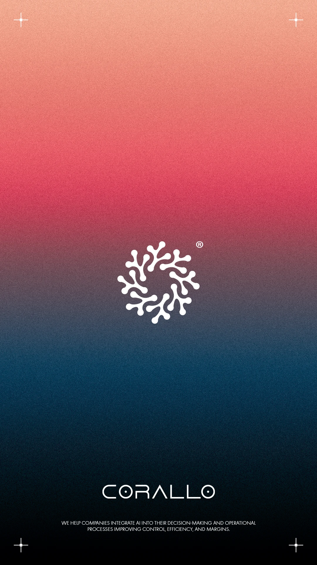 Logo Corallo su sfondo sfumato per Bliss Agency, agenzia di marketing e comunicazione. Brand identity e visual design.