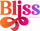 Logo Bliss sfumato arancione, rosa e viola su sfondo nero. Design moderno e accattivante per il tuo brand.