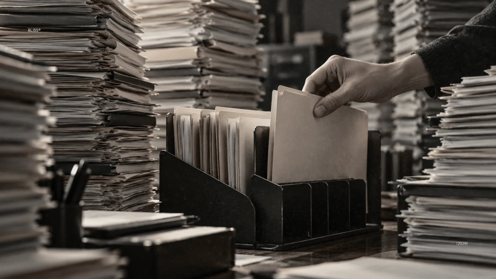 archivio che viene riordinato, a simboleggiare la data governance, nella copertina del magazine digitale di Bliss