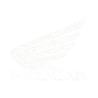 Adesivo moto Honda, logo alato bianco su sfondo nero. Marketing Bliss Agency per Honda, comunicazioni efficaci.