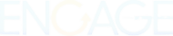 Logo Engage: scritta bianca "Engage" con freccia verso l'alto al posto della "G", su sfondo grigio. Grafica aziendale.