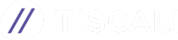 Logo Tiscali: cerchio bianco con due barre blu oblique, affiancato dal nome "TISCALI" in bianco. Telecomunicazioni e internet in Italia.